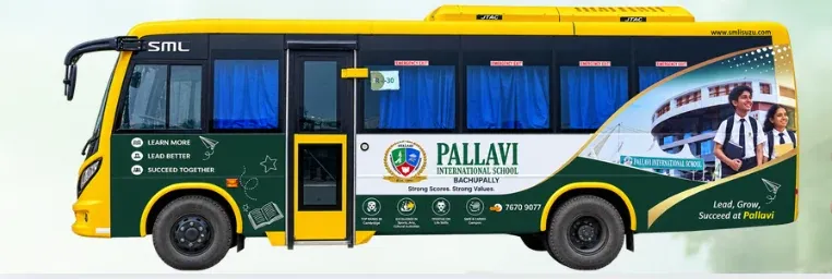 Pallavi International School Bachupally school bus - Learn More, Lead Better, Succeed Together