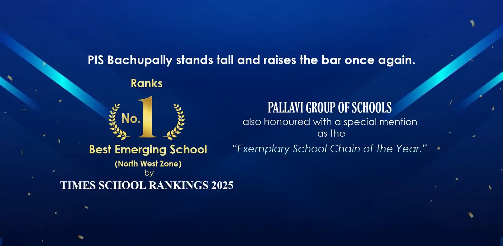 PIS Bachupally ranked No. 1 Best Emerging School, Times School Rankings 2025