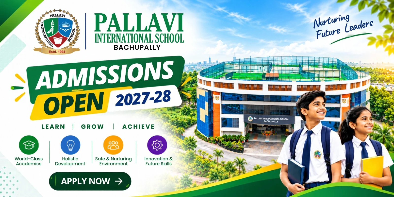 Admissions Open 2027-28 at Pallavi International School Bachupally - Learn, Grow, Achieve. Apply now.
